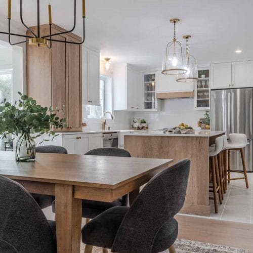 ilot de cuisine farmhouse blanc et bois