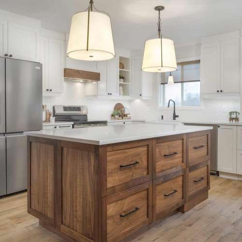 armoires de cuisine de style contemporain rustique à L'Île Perrot