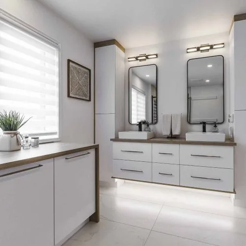 vanité dans une salle de bain et buanderie à Repentigny